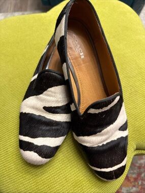 COACH Black & White Zebra Print Loafers